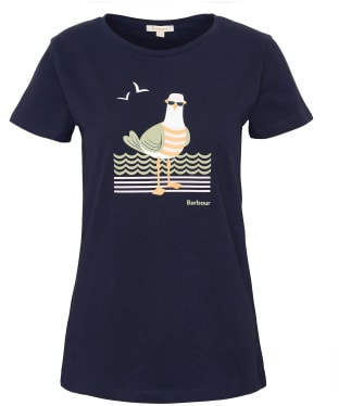 Women's Barbour Merseyside Short Sleeve Cotton Blend T-Shirt - Navy