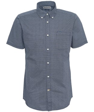 Men's Barbour Shell Short Sleeve Tailored Cotton Shirt - Navy
