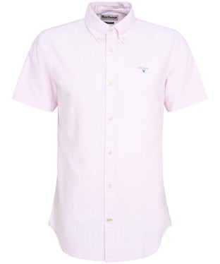 Men's Barbour Striped Oxtown Short Sleeve Tailored Fit Cotton Shirt - Pink