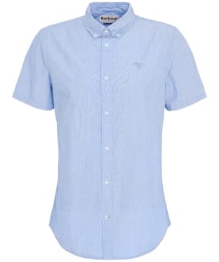 Men's Barbour Crest Poplin Short Sleeve Tailored Fit Shirt - Sky