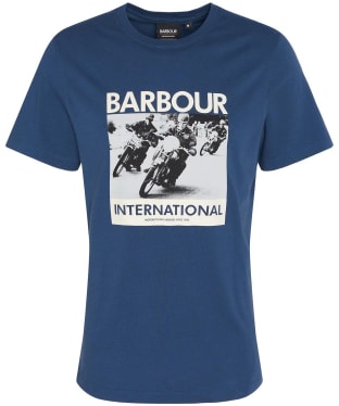 Men's Barbour International Chisel Crew Neck Cotton T-Shirt - Washed Cobalt