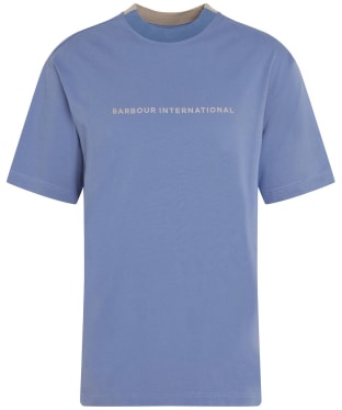 Men's Barbour International Stacked Oversized Short Sleeve T-Shirt - Flint Blue