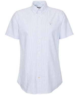 Men's Barbour Striped Oxtown Short Sleeve Tailored Fit Cotton Shirt - Sky Blue