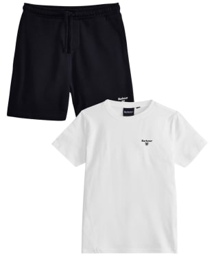 Boy's Barbour Essentials Crew Neck Cotton T-Shirt & Short Set, 10-15yrs - White / Navy