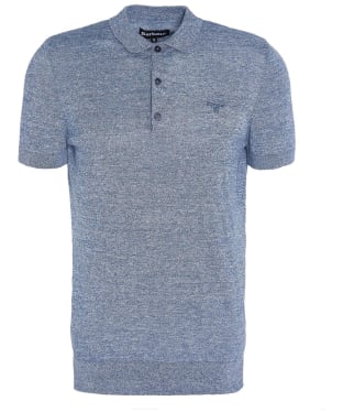 Men's Barbour Buston Short Sleeve Knitted Polo Shirt - Chambray