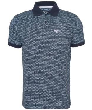 Men's Barbour Shell Printed Short Sleeve Cotton Polo Shirt - Navy
