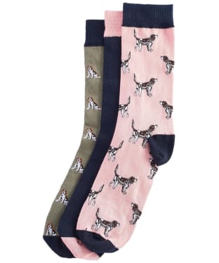 Men's Barbour Multi Dog Socks - 3 Pack - Glenmore Olive