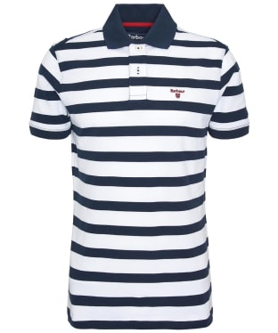 Men's Barbour Stripe Short Sleeve Sports Cotton Polo Shirt - Navy