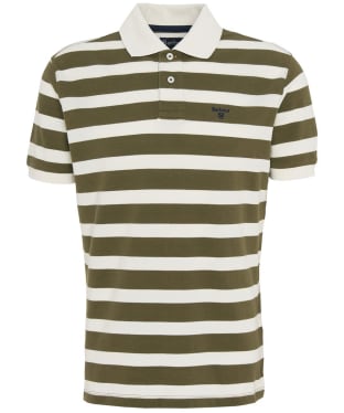 Men's Barbour Stripe Short Sleeve Sports Cotton Polo Shirt - Pale Sage