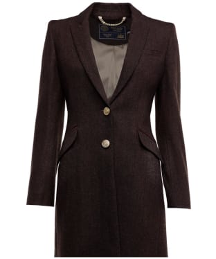 Women's Holland Cooper Highgrove Tweed Coat - Chocolate Herringbone