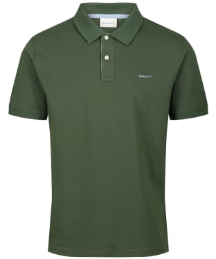 Men's GANT Regular Contrast Pique Short Sleeve Rugger Polo Shirt - Pine Green