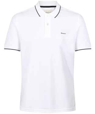 Men's GANT Tipped Pique Rugger Short Sleeve Cotton Polo Shirt - White