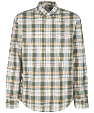 Men's Gant Regular Long Sleeve Cotton Linen Check Shirt - Pine Green
