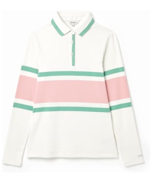 Women's Joules Fairfield Long Sleeve Polo Shirt - Pink / Cream Stripe
