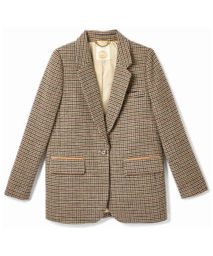 Women's Joules Hackmore Relaxed Fit Tweed Blazer - Brown Houndstooth