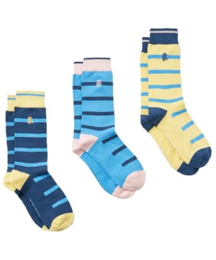 Men's Joules Striking Cotton Blend Socks - Yellow / Blue Stripe