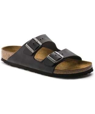 Birkenstock Arizona Oiled Leather Sandals - Regular Footbed - Adjustable Fit - Black