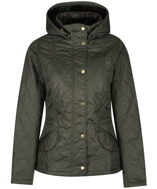 Women's Barbour Millfire Quilted Jacket - Olive / Classic Tartan
