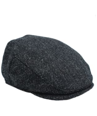 Heather Highland Harris Tweed Flat Cap - Black Herringbone