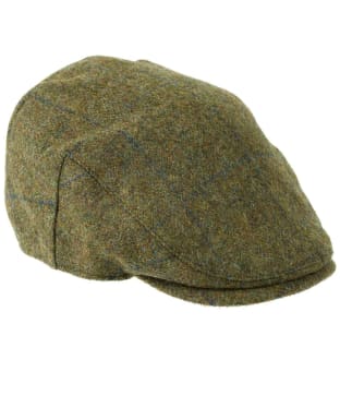 Heather Kinloch Waterproof British Tweed Flat Cap - Navy Overcheck