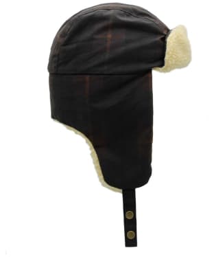 Heather Fraser Tartan Wax Trapper Hat with Borg Trim - Hunter