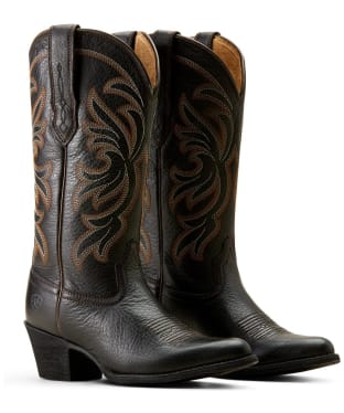 Women’s Ariat Heritage Stretchfit Leather Western Boots - Black Deertan