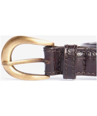 Women's Barbour Mock Croc Leather Belt - Black Cherry