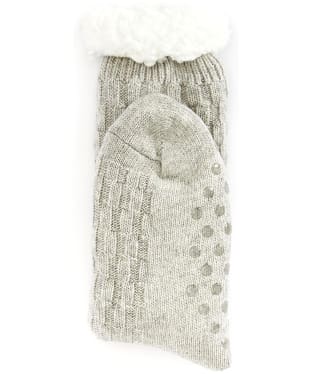 Women's Barbour Cable Knit Lounge Socks - Light Grey Marl