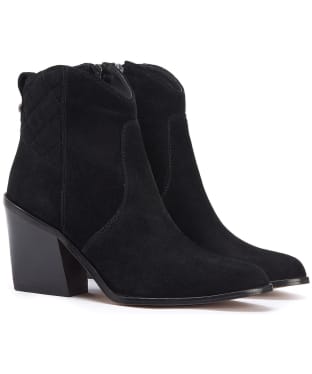 Women's Barbour Rhonda Western Heel Ankle Boots - Black Suede