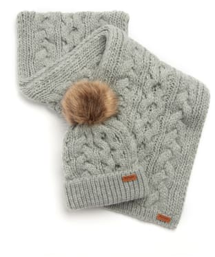 Women’s Barbour Penshaw Beanie & Scarf Set - Grey