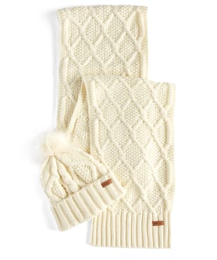 Women's Barbour Ridley Beanie And Scarf - Cream