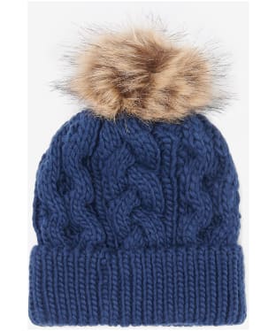 Women's Barbour Penshaw Cable Beanie - Navy