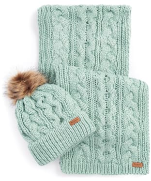 Women’s Barbour Penshaw Beanie & Scarf Set - Soft Mint