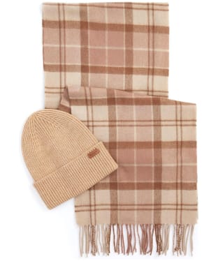 Women's Barbour Aubrey Beanie And Scarf Gift Set - Camel
