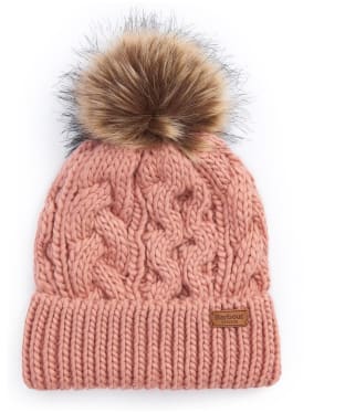 Women's Barbour Penshaw Cable Beanie - Pink Rust