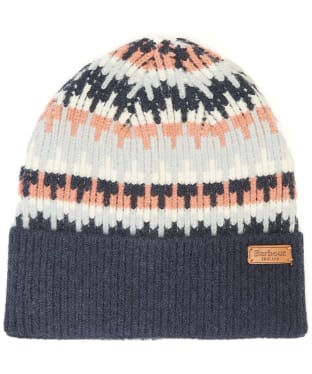 Women's Barbour Craster Beanie Hat - Navy / Pink Rust