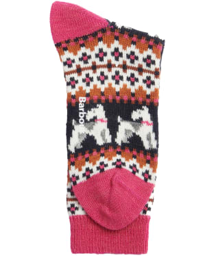 Women’s Barbour Terrier Fairisle Socks - Navy / Pink Dahlia