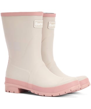 Women’s Barbour Banbury Mid Height Wellington Boots - White Pepper / Pink