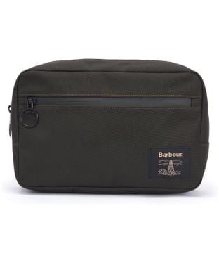 Men's Barbour Field Canvas Washbag - Olive / Black