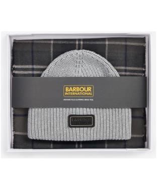 Men's Barbour International Sweeper Beanie & Scarf Gift Set - Grey