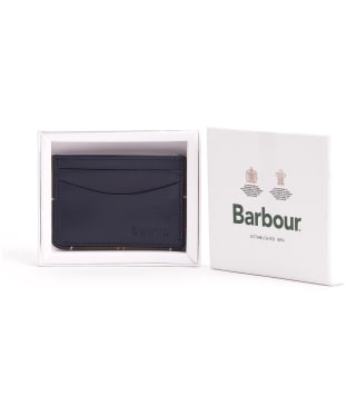 Men's Barbour Chatton Leather Card Holder - Navy / Classic