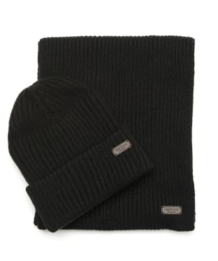 Men’s Barbour Crimdon Beanie and Scarf Gift Set - Black