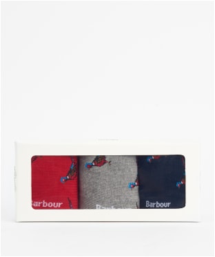 Men's Barbour Pheasant Sock Gift Box - Navy / Grey / Red