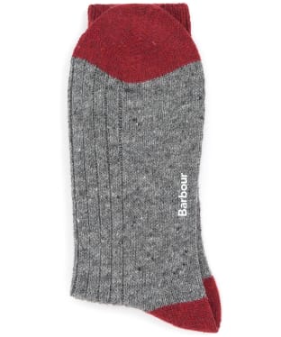Men's Barbour Houghton Socks - Mid Grey / Red