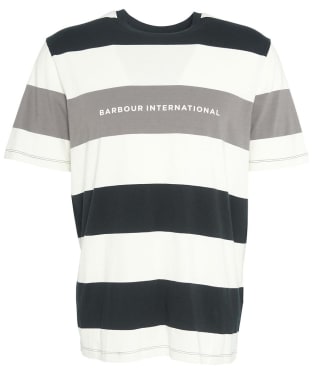 Men's Barbour International Motor Hoop T-Shirt - Whisper White / Blue