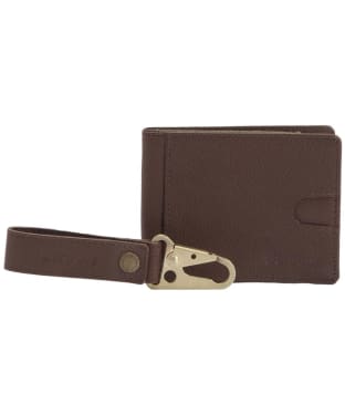 Men's Barbour Padbury Leather Wallet & Fob Gift Set - Dark Brown