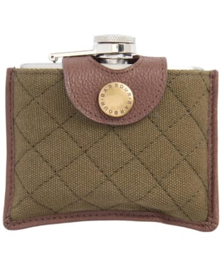 Men's Barbour Quilted Padbury Hip Flask - Dark Brown / Olive