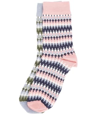 Women's Barbour Louise Fair Isle Socks - 2 Pack - Pink / Loden