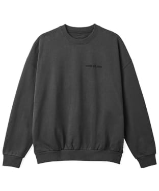 Men's Brixton Embroidered Heavyweight Oversized Crew Neck Sweater - Washed Black