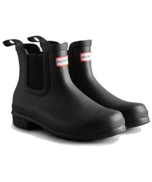 Women's Hunter Original Tri Colour Logo Backstrap Chelsea Wellington Boots - Black